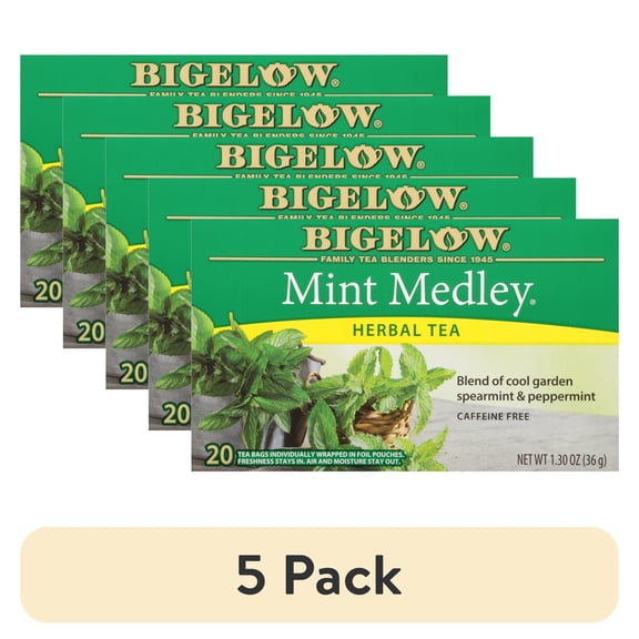 (5 pack) Bigelow Herbal Tea, Mint Medley, Tea Bags, 20 Ct