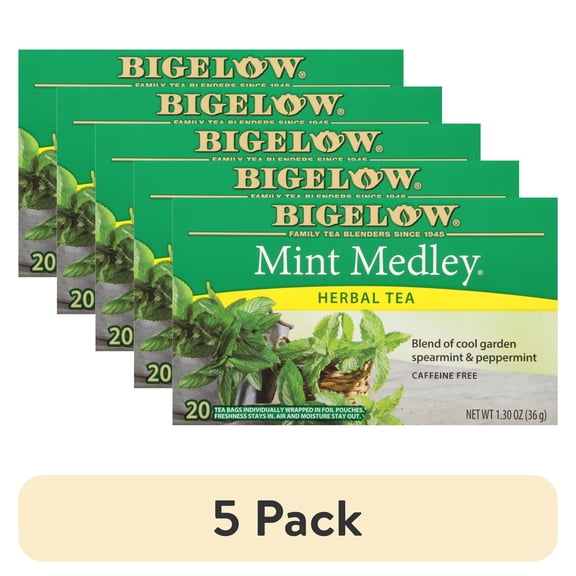 (5 pack) Bigelow Herbal Tea, Mint Medley, Tea Bags, 20 Count