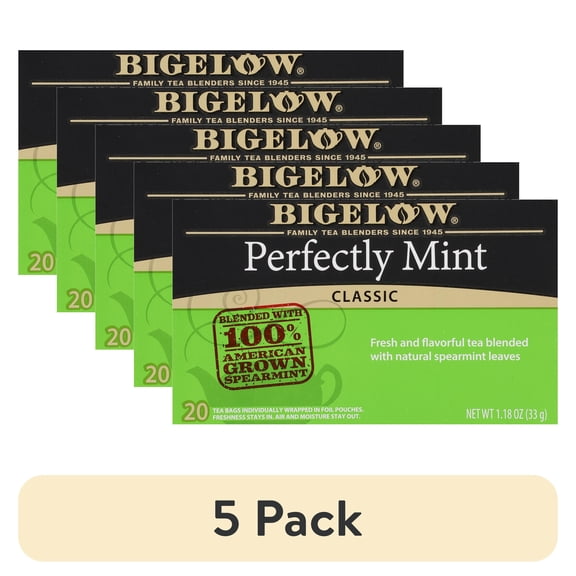(5 pack) Bigelow Perfectly Mint, Black Tea Bags, 20 Count