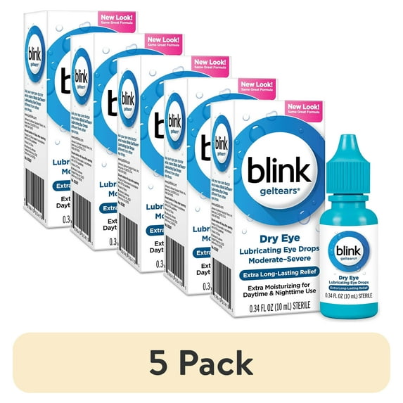 (5 pack) Blink Gel Tears, Lubricating Eye Drops 0.34 fl oz