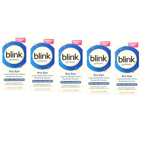 (5 pack) Blink Gel Tears Lubricating Eye Drops - 10 Ml 0.34 fl oz