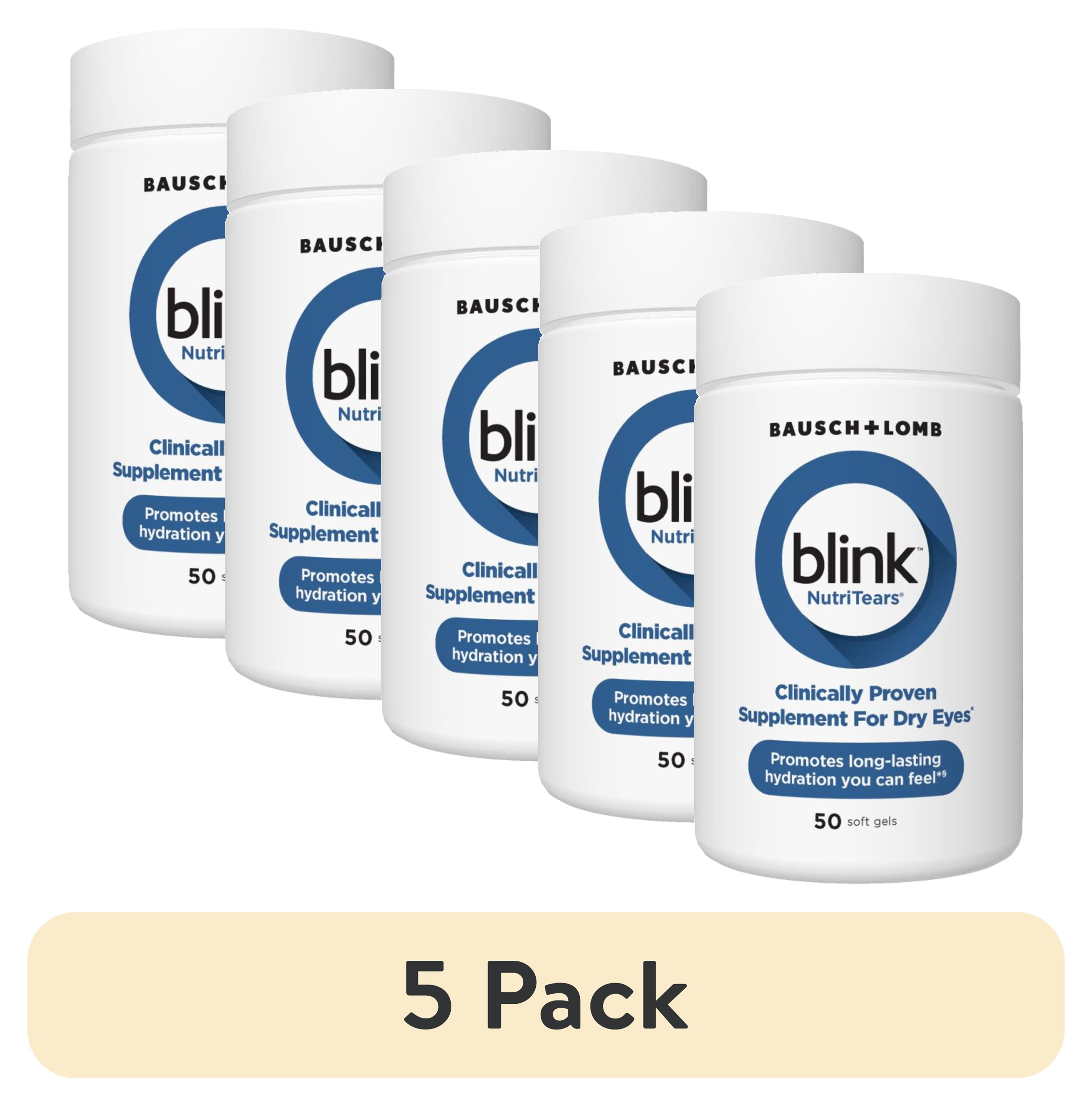 (5 pack) Blink NutriTears Vitamin and Supplement for Dry Eye Care and Vision Health with Lutein and Zeaxanthin Softgels, 50 Count