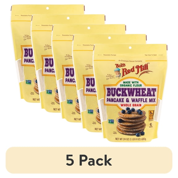 (5 pack) Bob's Red Mill Pancake & Waffle Mix, Buckwheat, 24 oz