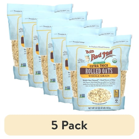 (5 pack) Bob's Red Mill, Extra Thick Rolled Oats, Organic, 32 oz