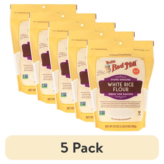 (5 pack) Bob's Red Mill, Gluten Free White Rice Flour, 24 oz