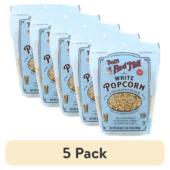 (5 pack) Bob's Red Mill Gluten Free, Whole White Popcorn, 30 oz