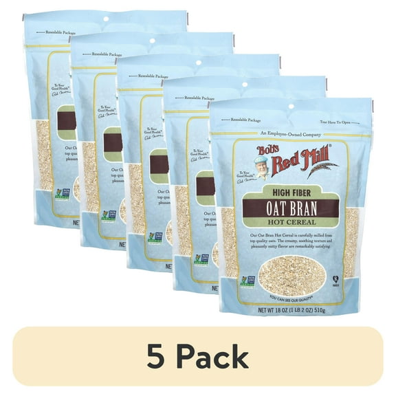 (5 pack) Bob's Red Mill, Hot Cereal, High Fiber, Oat Bran, 18 oz