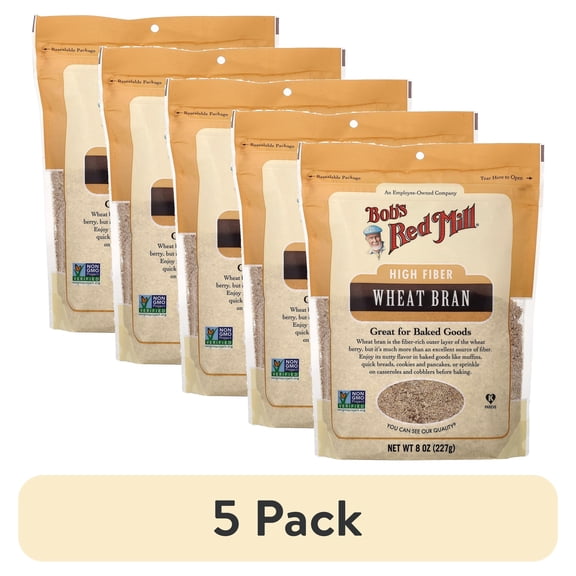 (5 pack) Bob's Red Mill Wheat Bran, 8 oz