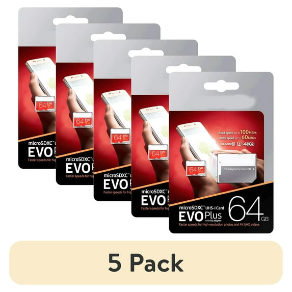 (5 pack) Brand New Generic 64GB MicroSDXC UHS-1 Memorycard With Adapter