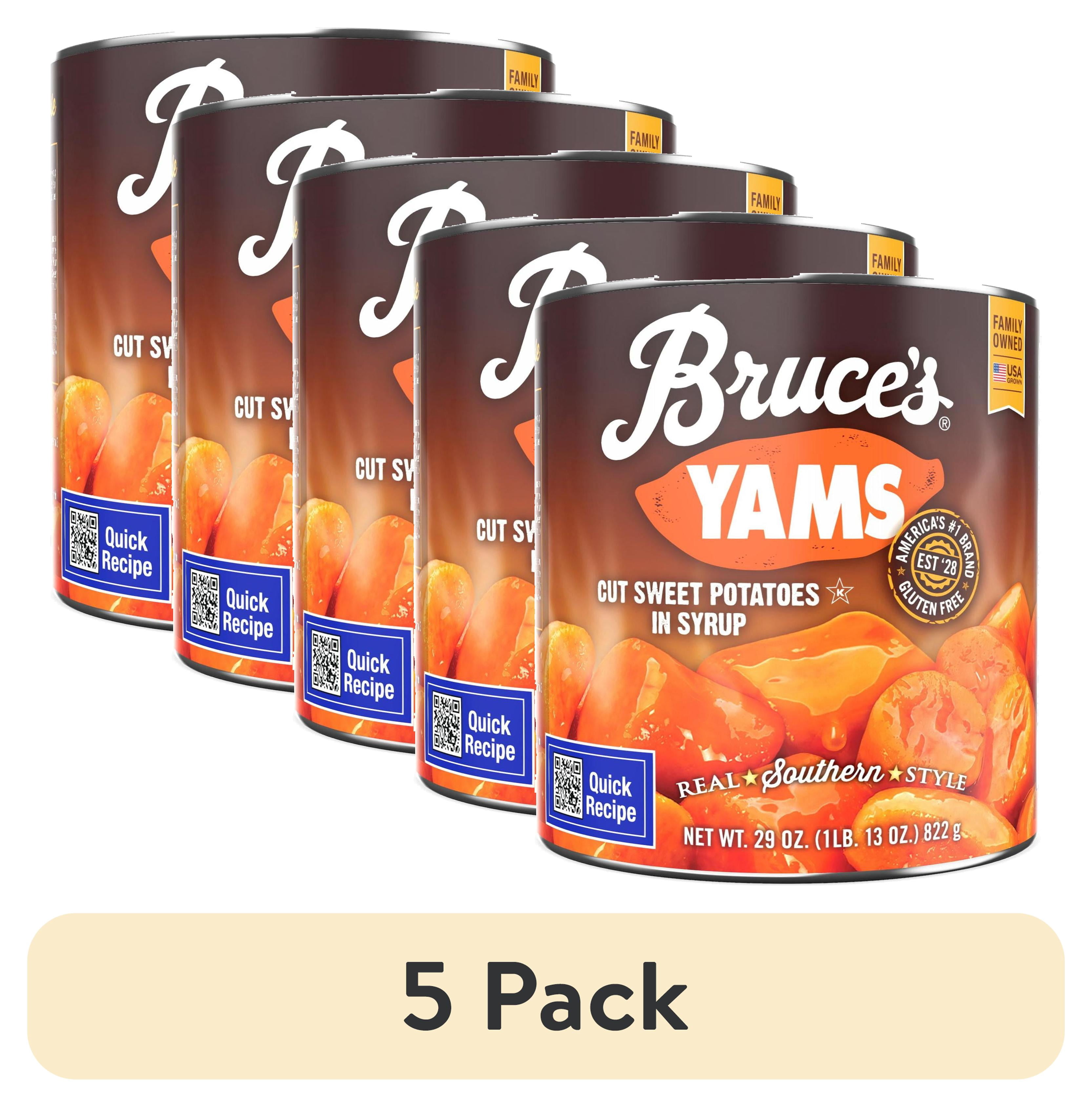 (5 pack) Bruce's Yams Cut Sweet Potatoes in Syrup, 29 oz Can, Allergen-Free