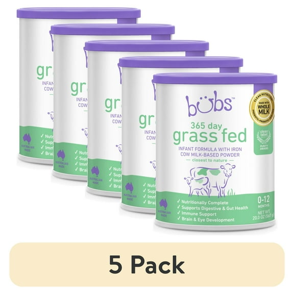 (5 pack) Bubs 365 Day Grass Fed Cow-Milk Based Infant Formula Powder (Babies 0-12 Months) - 20oz