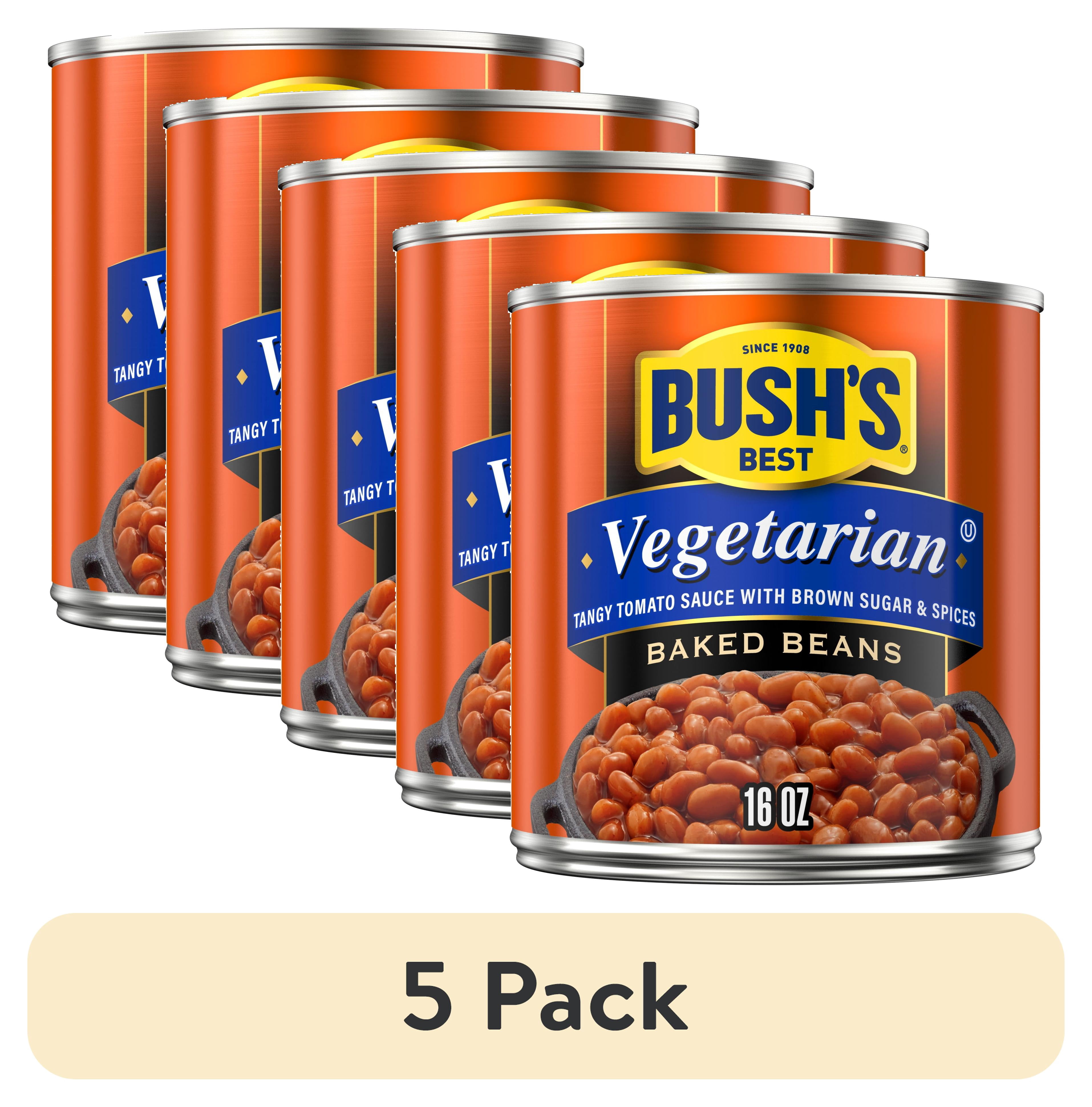 (5 pack) Bush's Vegetarian Baked Beans, Canned Beans, 16 oz Can
