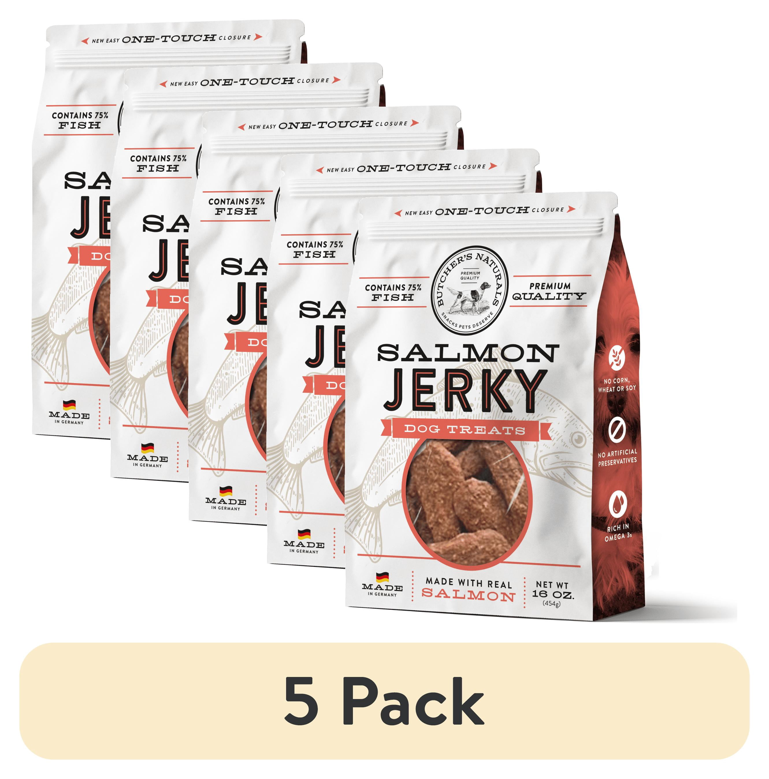 (5 pack) Butcher's Naturals Salmon Flavor Jerky Treats for Dogs, 16 oz