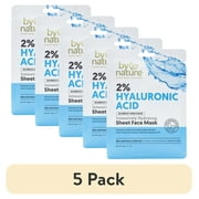 (5 pack) By Nature Skincare from New Zealand 2% Hyaluronic Acid Sheet Face Mask to Intensively Hydrate Skin