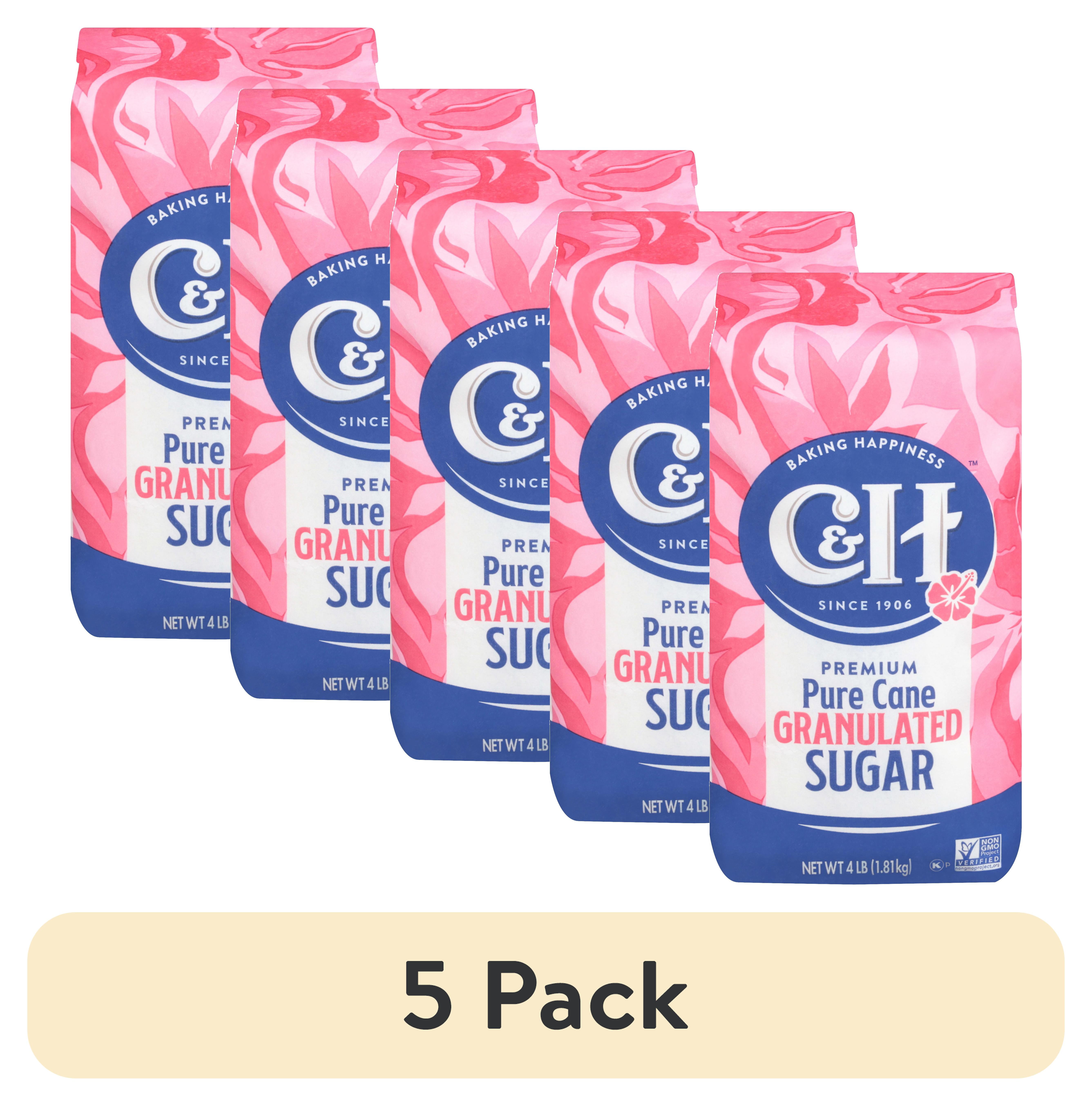 (5 pack) C&H Premium Pure Cane Granulated Sugar, 4 lb