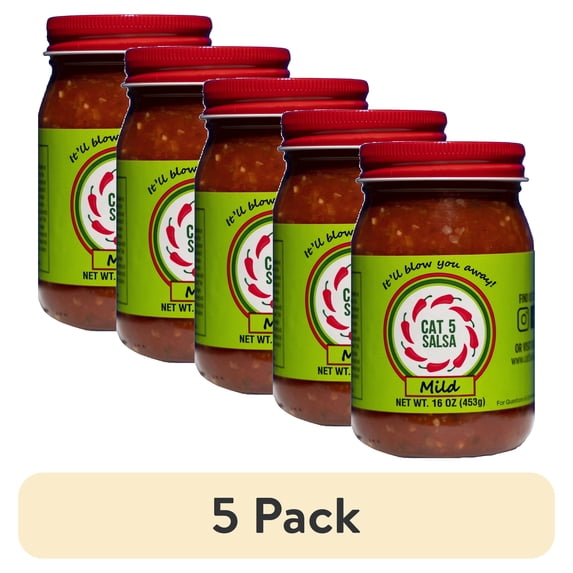 (5 pack) CAT 5 SALSA, Mild, 16 Oz Glass Jar