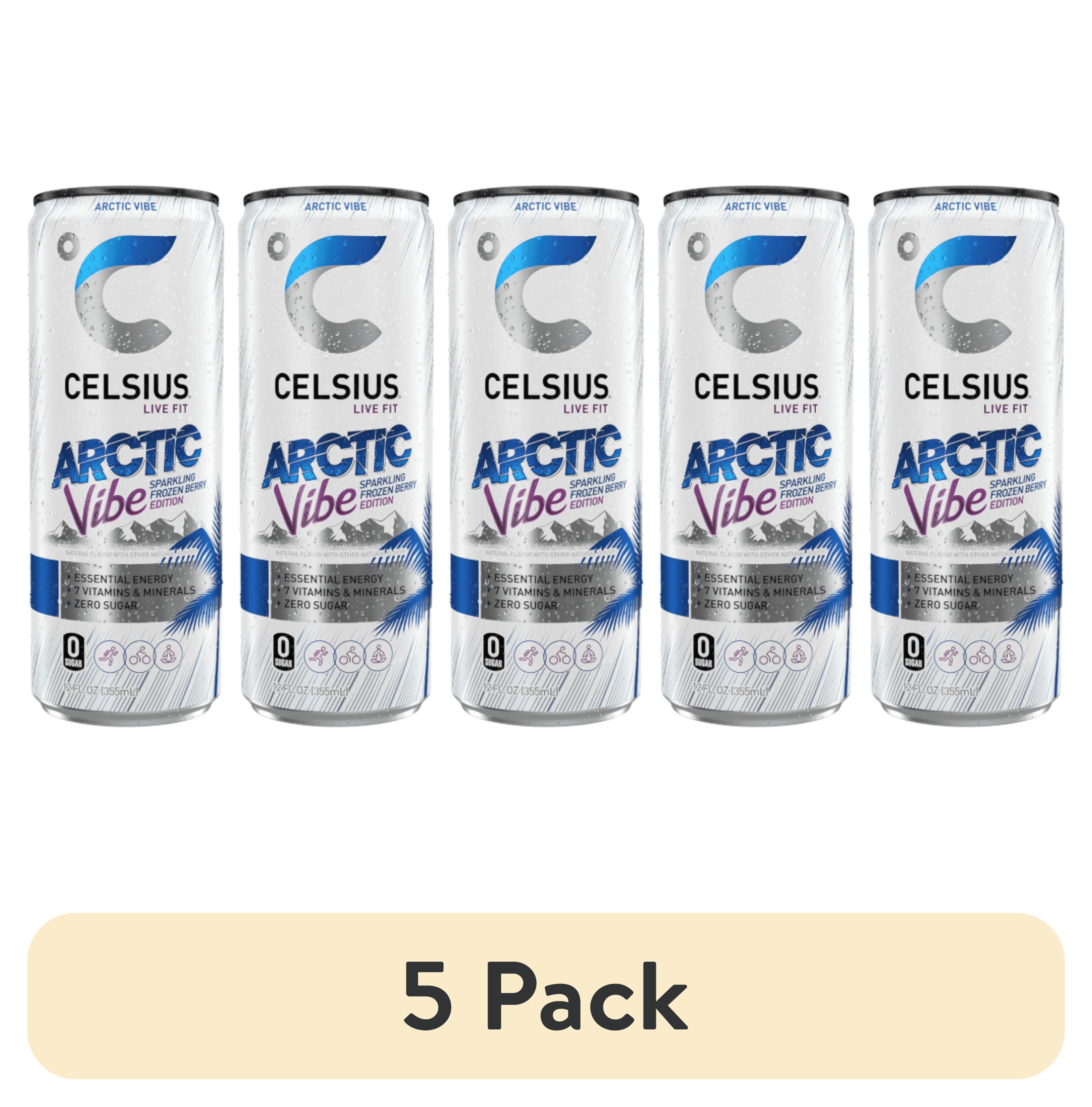 (5 pack) CELSIUS Sparkling Arctic Vibe, Functional Energy Drink 12 fl oz Single Can
