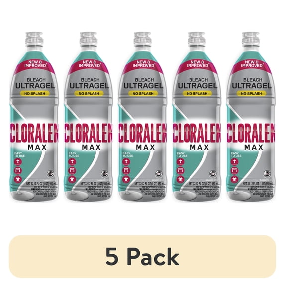 (5 pack) Cloralen Max Ultragel No Splash Bleach, Unscented, 32.12 fl oz