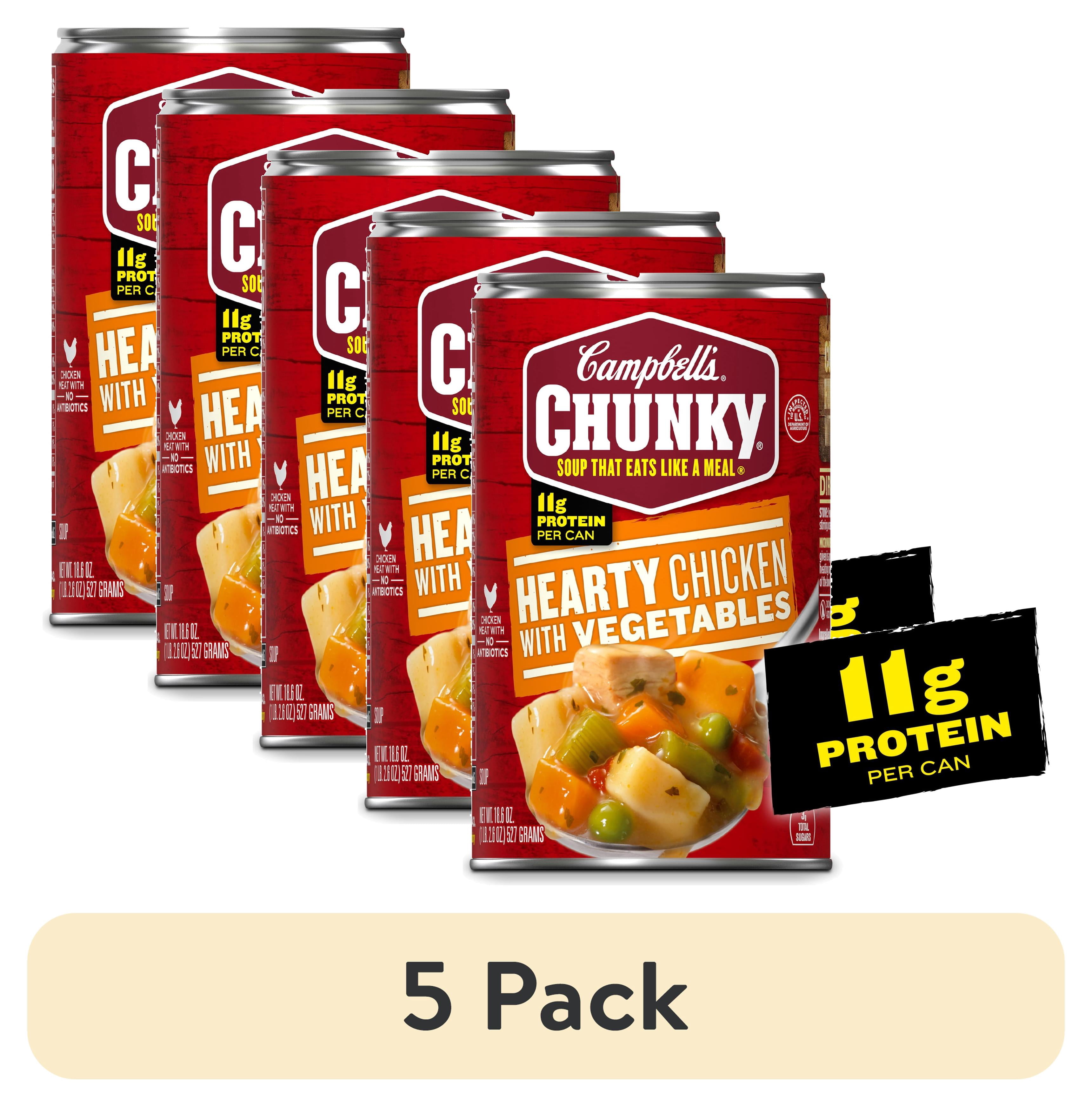(5 pack) Campbell's Chunky Soup, Ready to Serve Chicken with Vegetables Soup, 18.6 oz Can