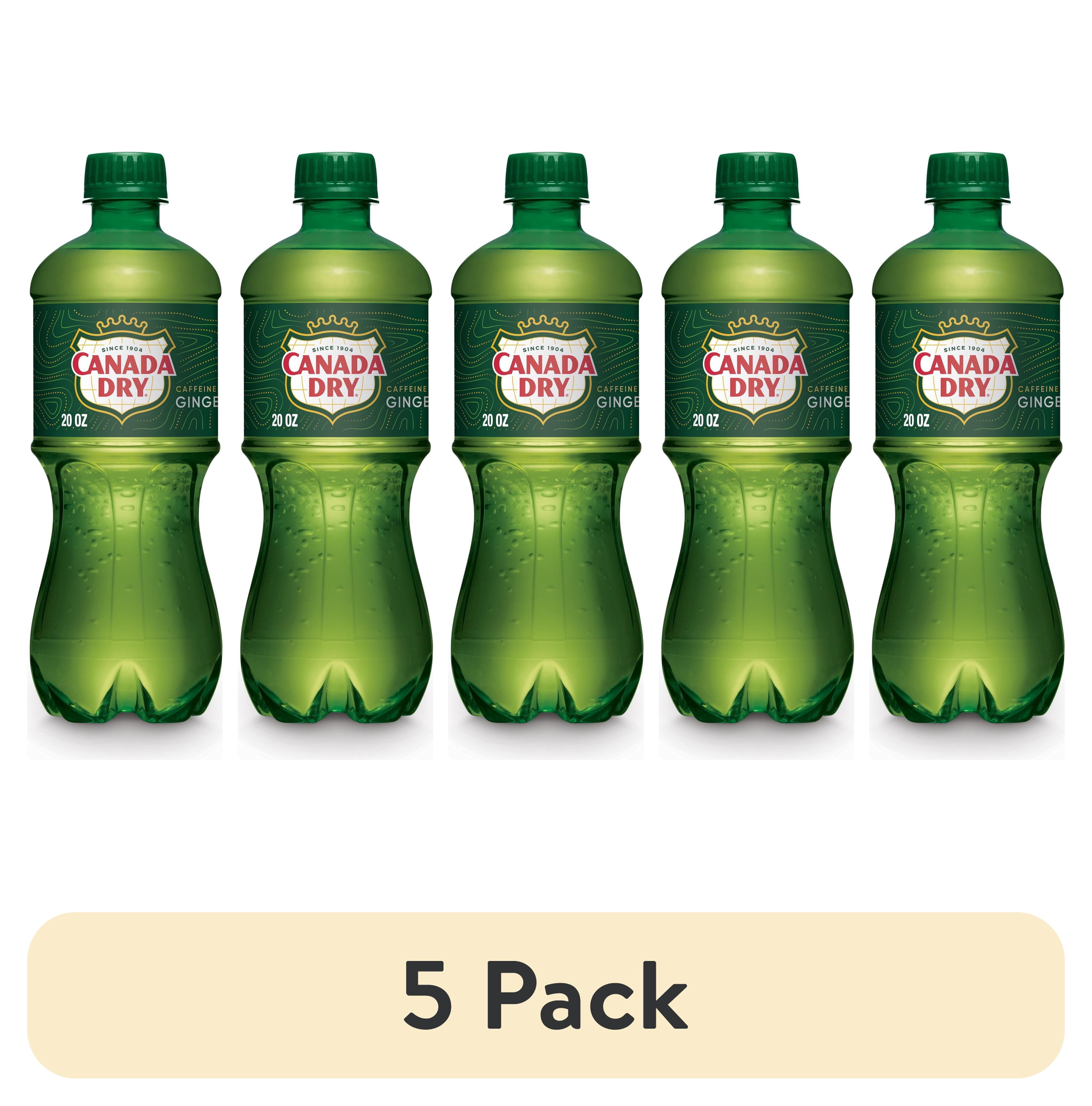(5 pack) Canada Dry Caffeine Free Ginger Ale Soda Pop, 20 fl oz, Bottle