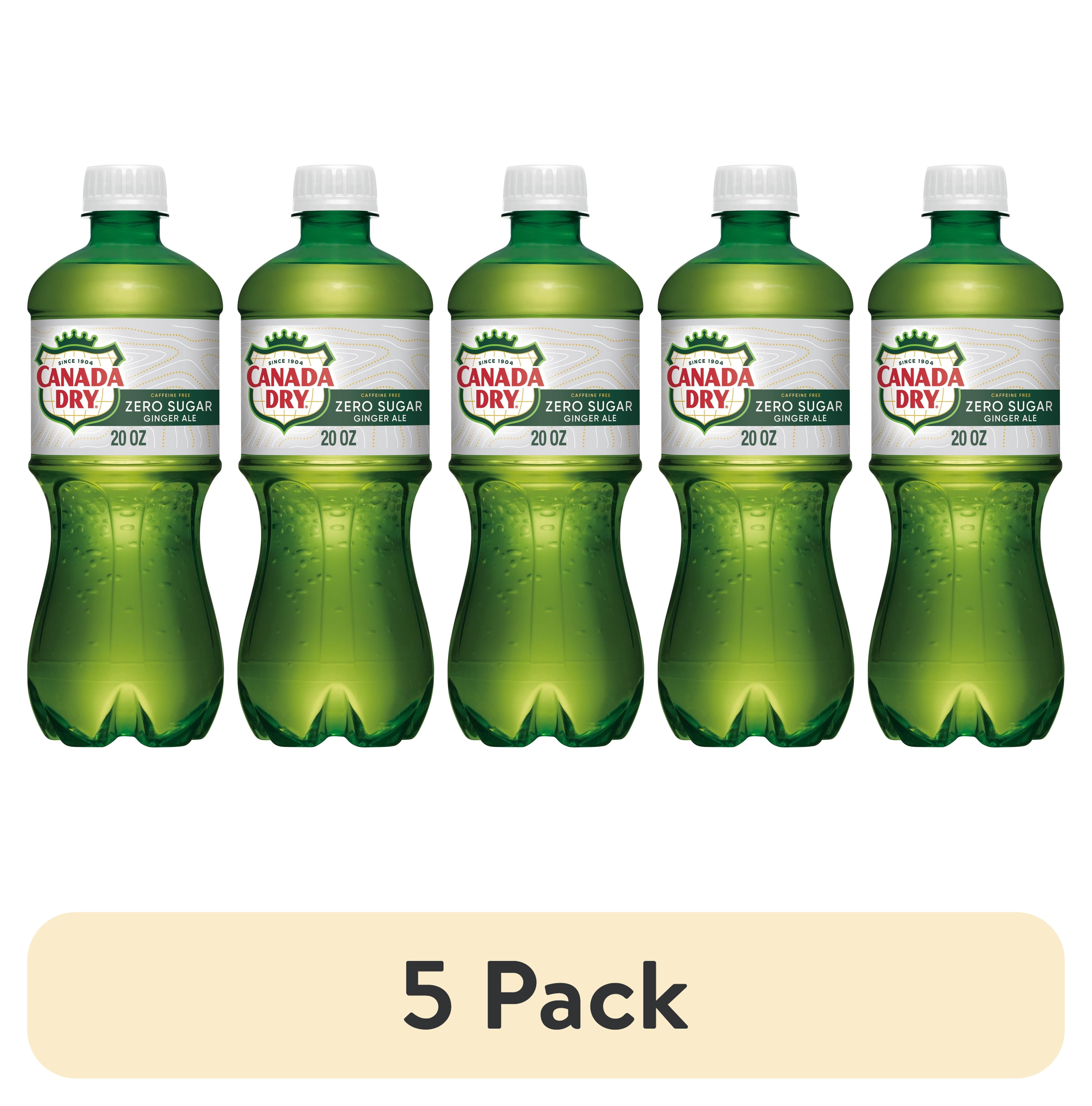 (5 pack) Canada Dry Caffeine Free Zero Sugar Ginger Ale Soda Pop, 20 fl oz, Bottle