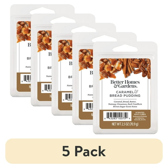 (5 pack) Caramel Bread Pudding Scented Wax Melts, Better Homes & Gardens, 2.5 oz (1-Pack)