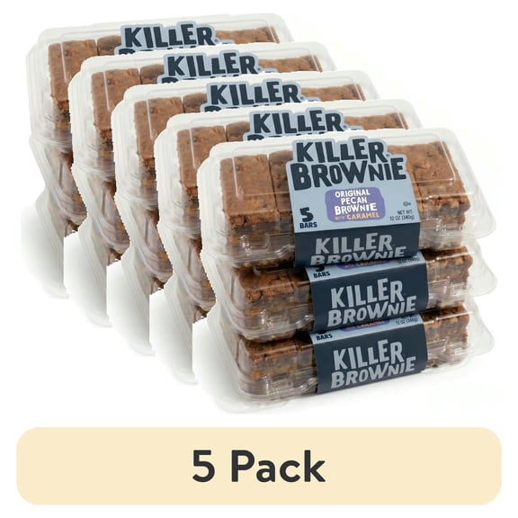 (5 pack) Killer Brownie Caramel Pecan Brownie Bars 15 Count, 3 Pack (5 Bars Each) Gourmet Dessert