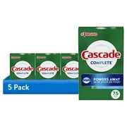 (5 pack) Cascade Complete Dishwasher Detergent Powder, Dish Detergent, Dish Soap, Fresh, 75 fl oz