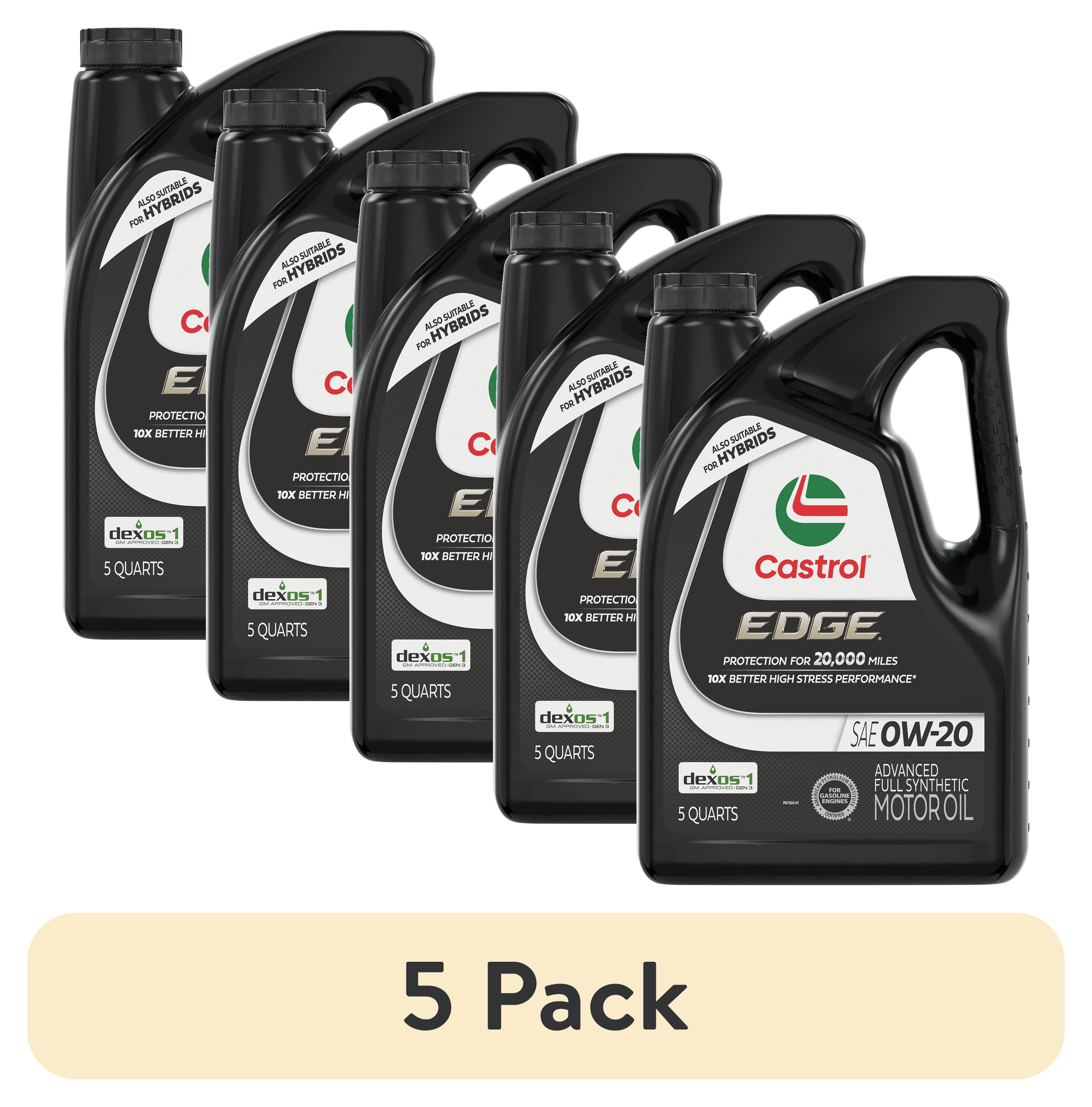 5 pack) Castrol EDGE 0W-20 Advanced Full Synthetic Motor Oil, 5