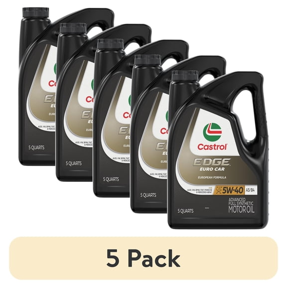(5 pack) Castrol EDGE Euro 5W-40 A3/B4 Advanced Full Synthetic Motor Oil, 5 Quarts