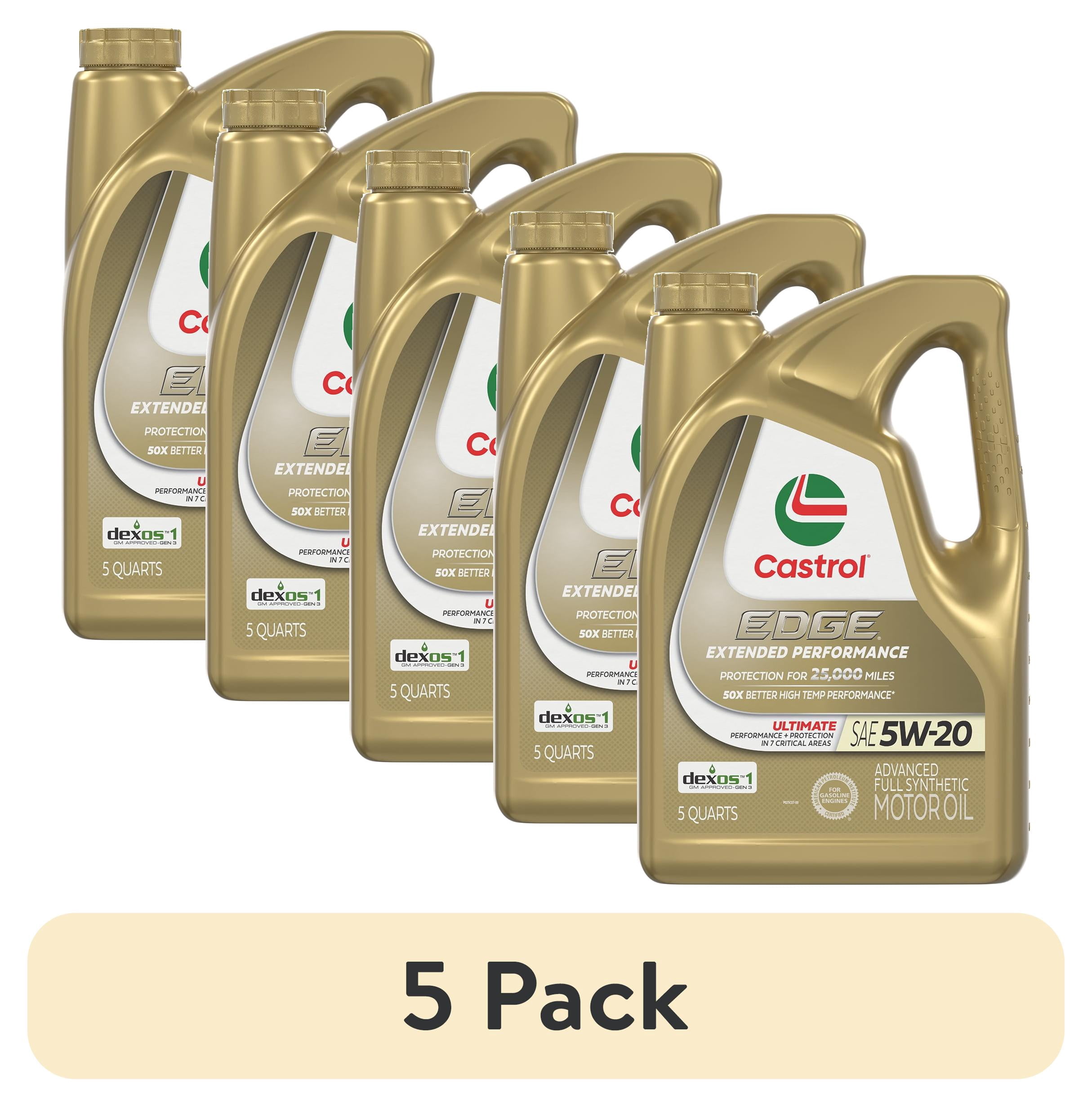(5 pack) Castrol EDGE Extended Performance 5W-20 Advanced Full Synthetic Motor Oil, 5 Quarts