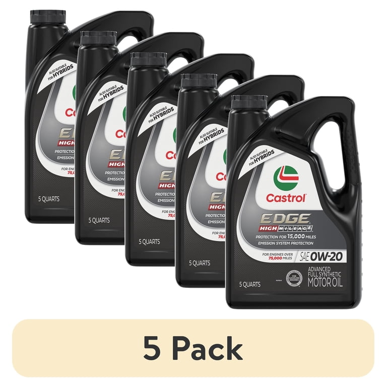 5 pack) Castrol EDGE High Mileage 0W-20 Advanced Full Synthetic