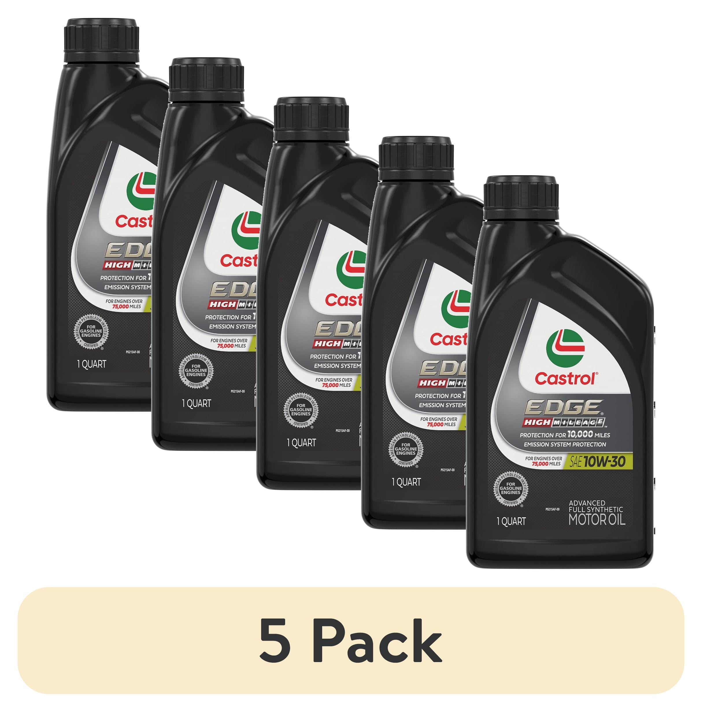 (5 pack) Castrol Edge High Mileage 10W-30 Advanced Full Synthetic Motor Oil, 1 Quart RFID