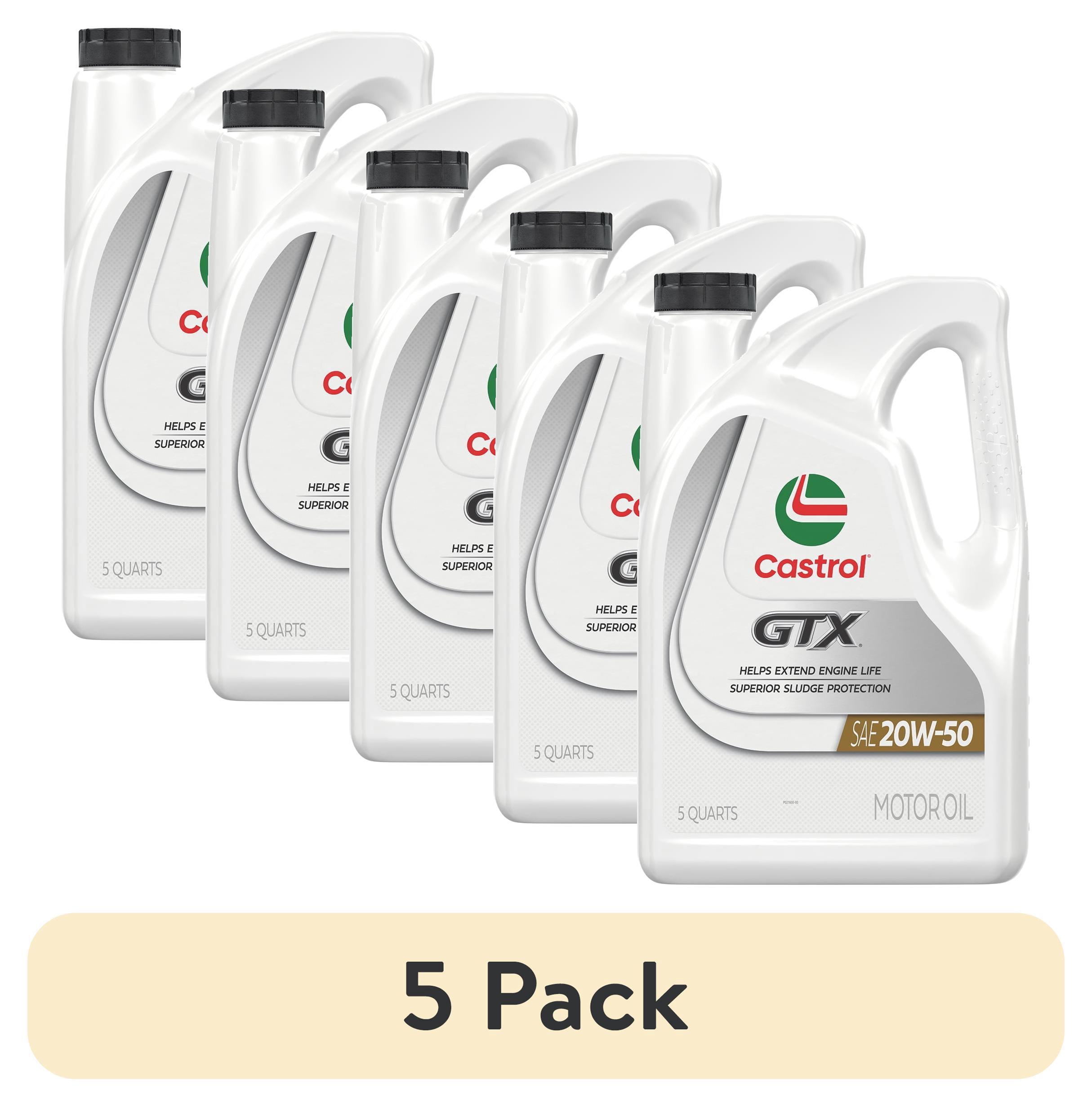 (5 pack) Castrol GTX 20W-50 Conventional Motor Oil, 5 Quarts