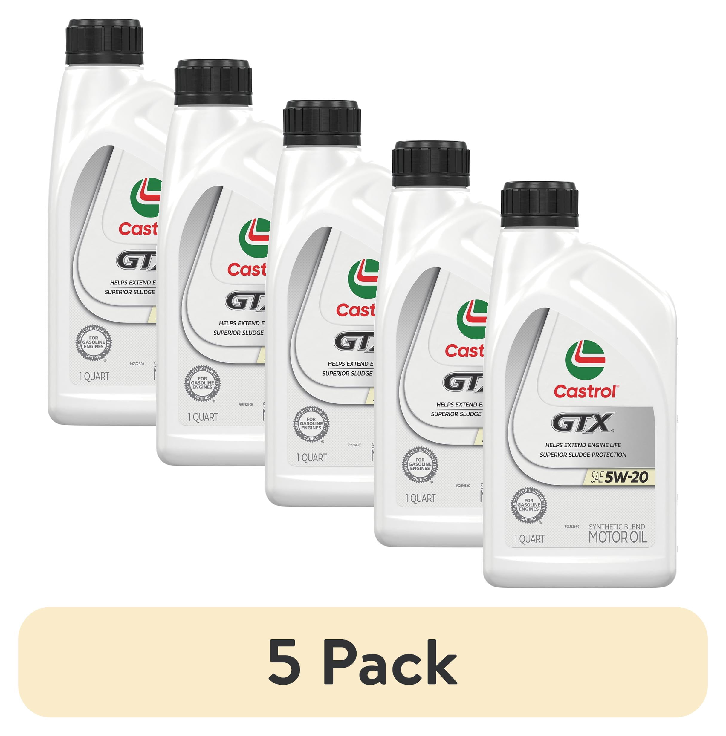 (5 pack) Castrol GTX 5W-20 Synthetic Blend Motor Oil, 1 Quart