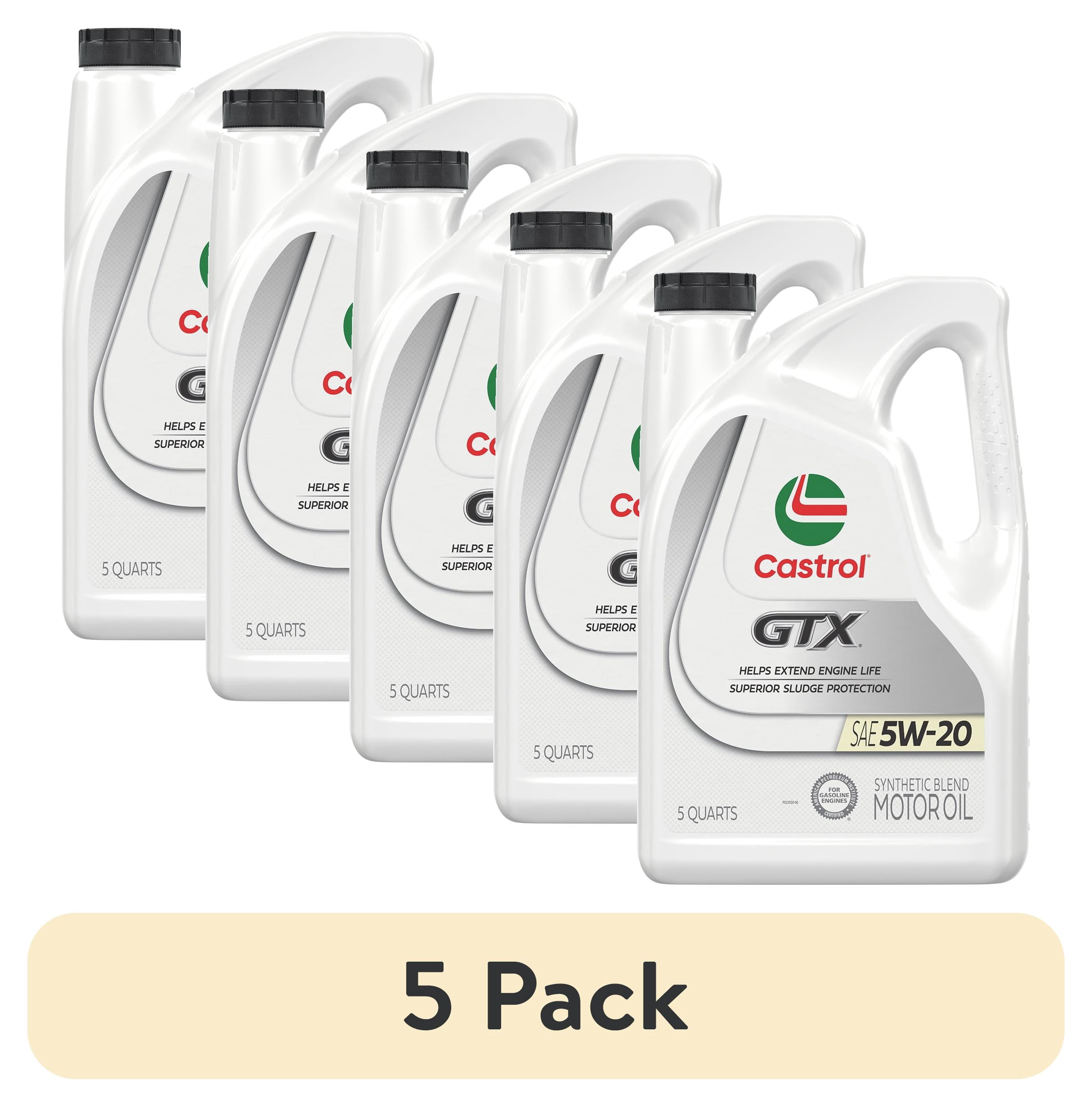 (5 pack) Castrol GTX 5W-20 Synthetic Blend Motor Oil, 5 Quarts