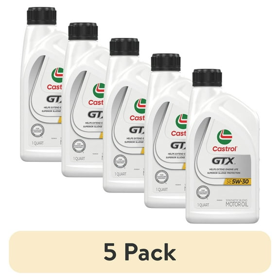 (5 pack) Castrol GTX 5W-30 Synthetic Blend Motor Oil, 1 Quart