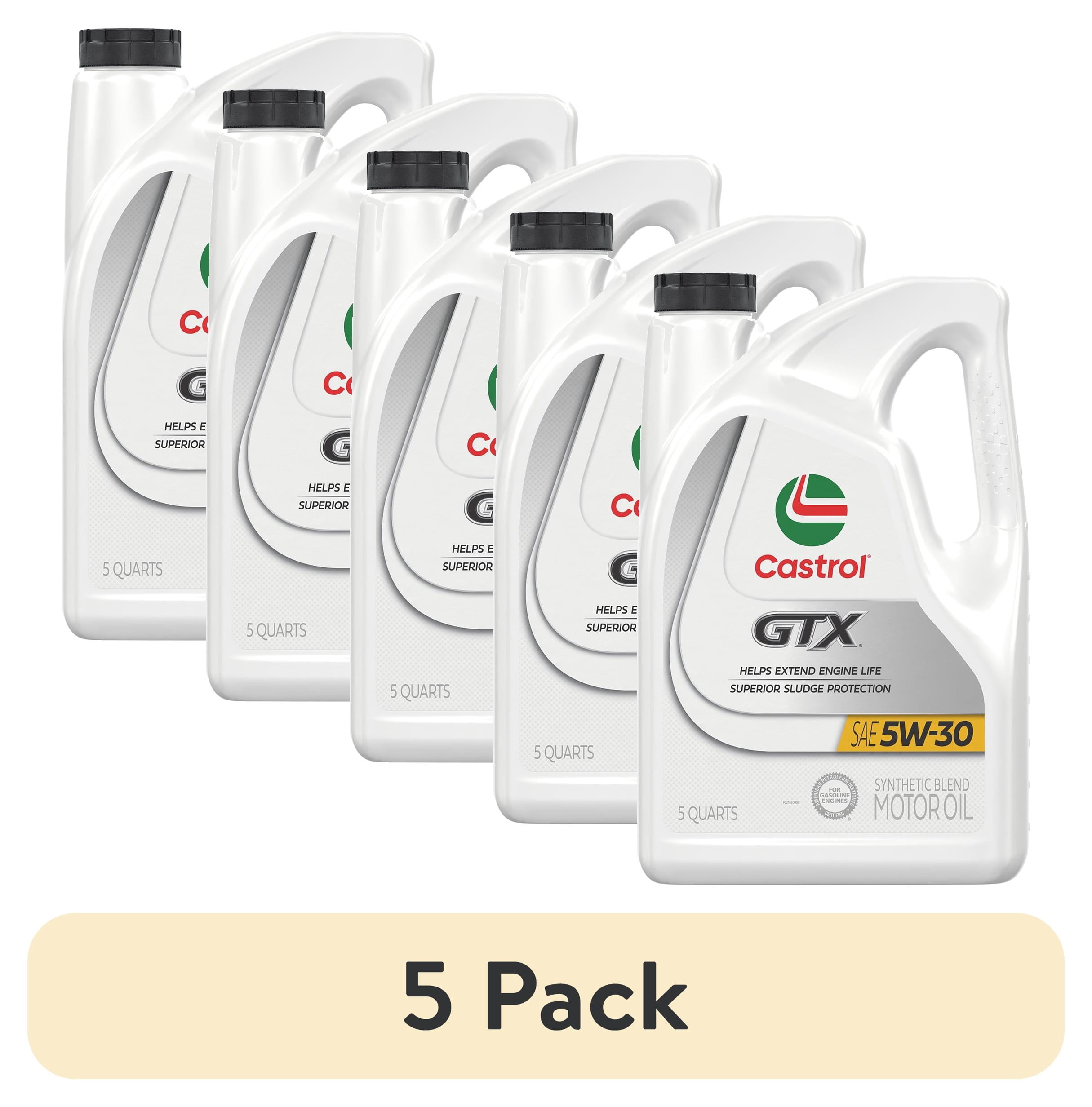 (5 pack) Castrol GTX 5W-30 Synthetic Blend Motor Oil, 5 Quarts