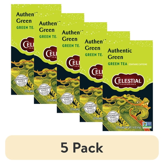 (5 pack) Celestial Seasonings Authentic Green Tea Bags (20 Count)