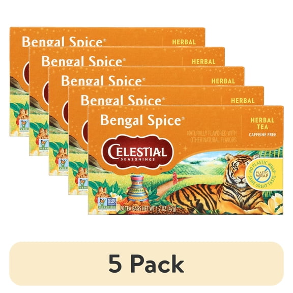 (5 pack) Celestial Seasonings, Bengal Spice Herbal Tea, Tea Bags, 20 Ct