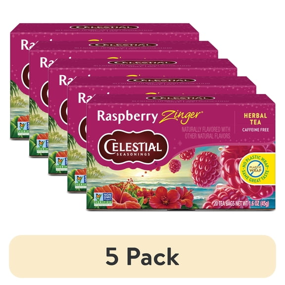 (5 pack) Celestial Seasonings Raspberry Zinger Herbal Tea