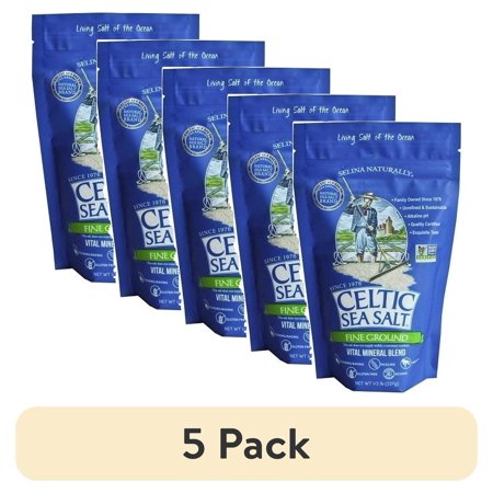 (5 pack) Celtic Sea Salt Fine Ground Sea Salt, 8 Ounce, All-Natural Mineral-Rich Seasoning
