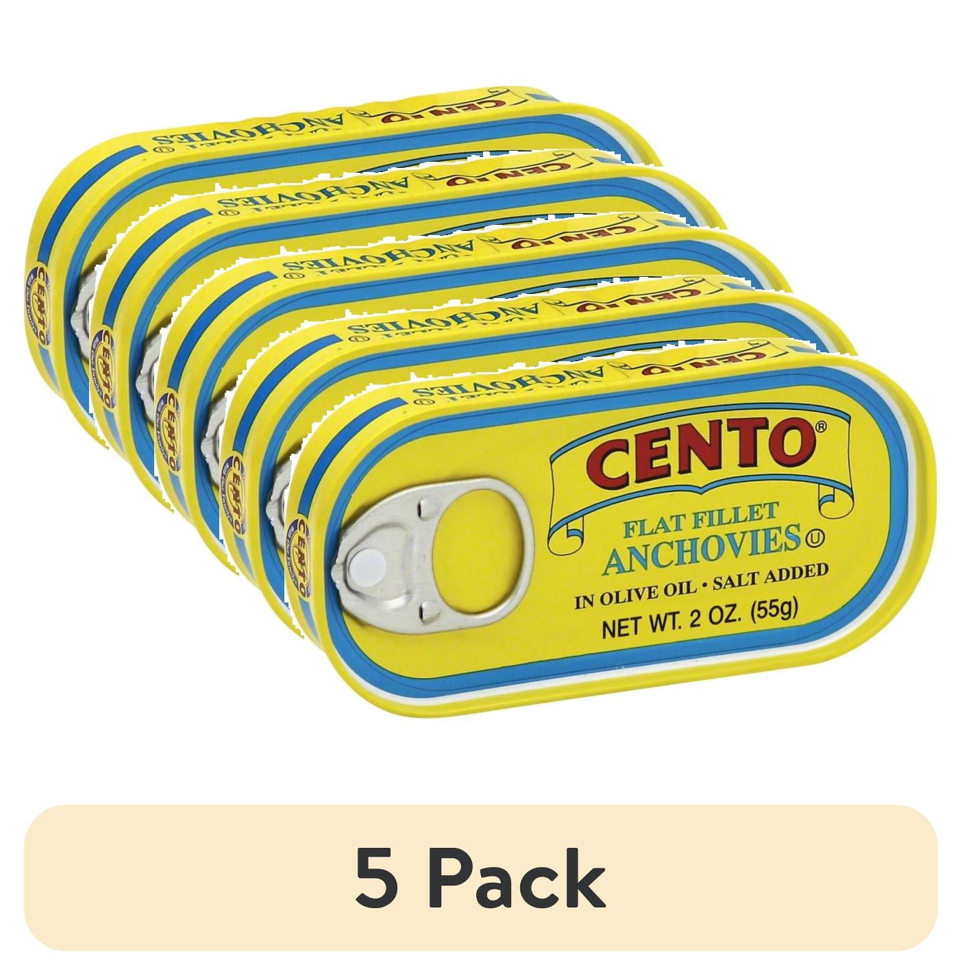 (5 pack) Cento Flat Fillet Anchovies in Olive Oil, 2 oz – Contains Fish (Anchovies)