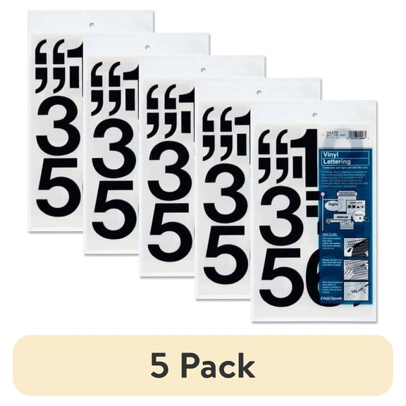 (5 pack) Chartpak Permanent Adhesive Vinyl Numbers 10 (Numbers) Shape - Self-adhesive - 3" Height x 3" Length - Black - Vinyl - 16 / Pack