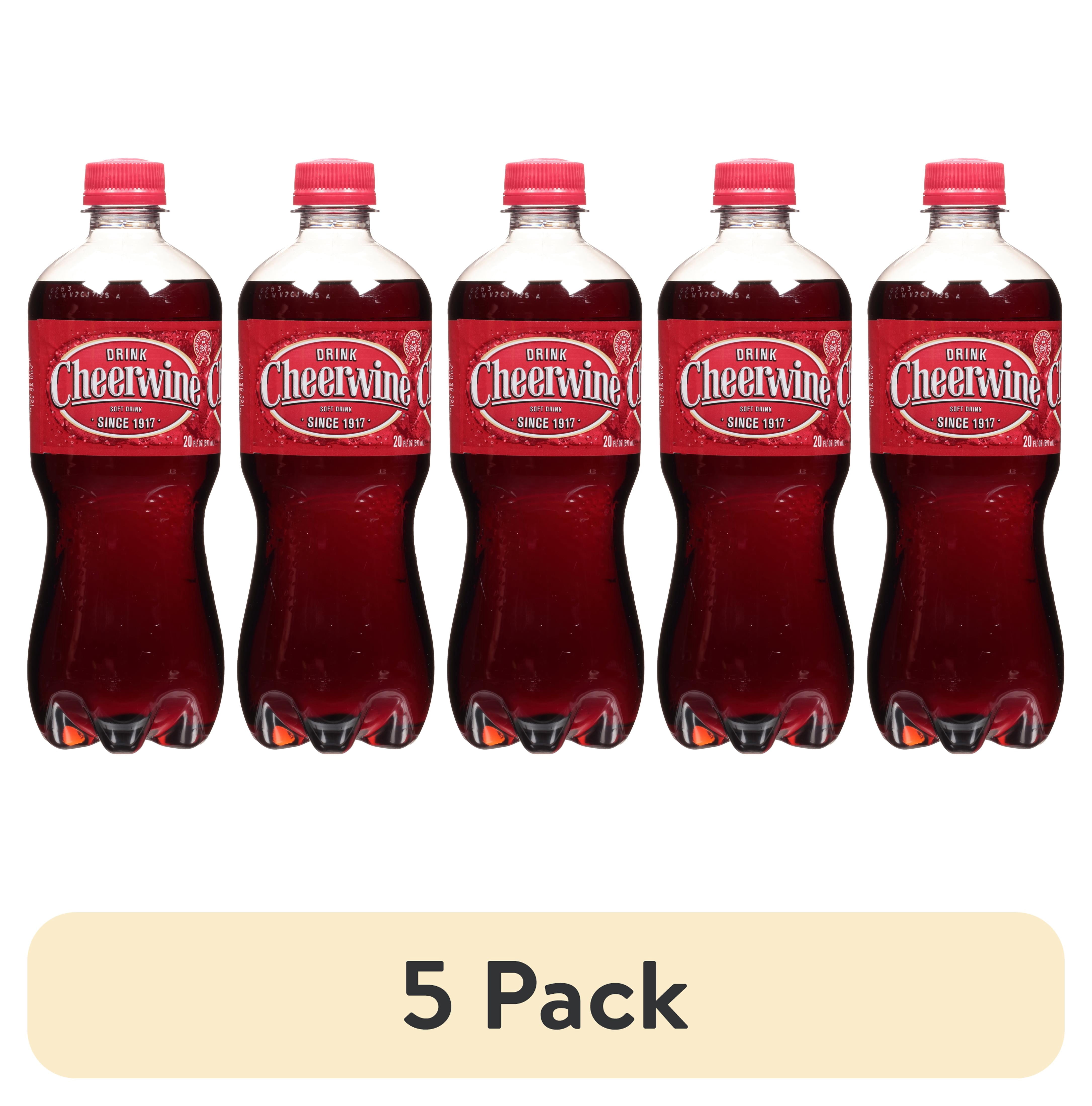 (5 pack) Cheerwine Legend Soda, 20 fl oz, Naturally Flavored Soft Drink