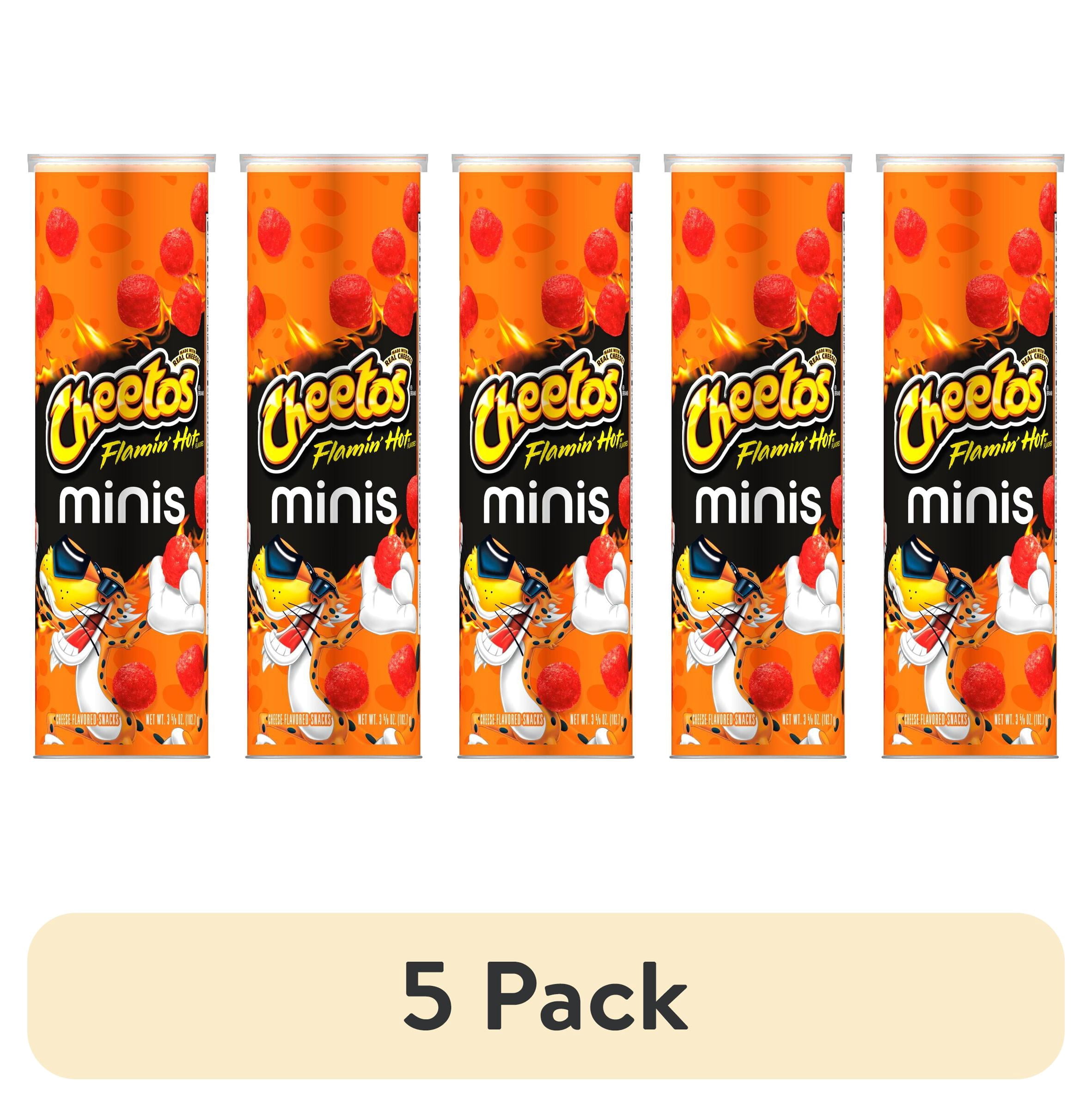 (5 pack) Cheetos Brand Minis Flamin’ Hot Cheese Flavored Canister, 3.625 oz​ (Packaging may vary)
