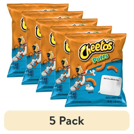 (5 pack) Cheetos Puffs Cheese Flavored Snack Chips, 0.875oz Bag