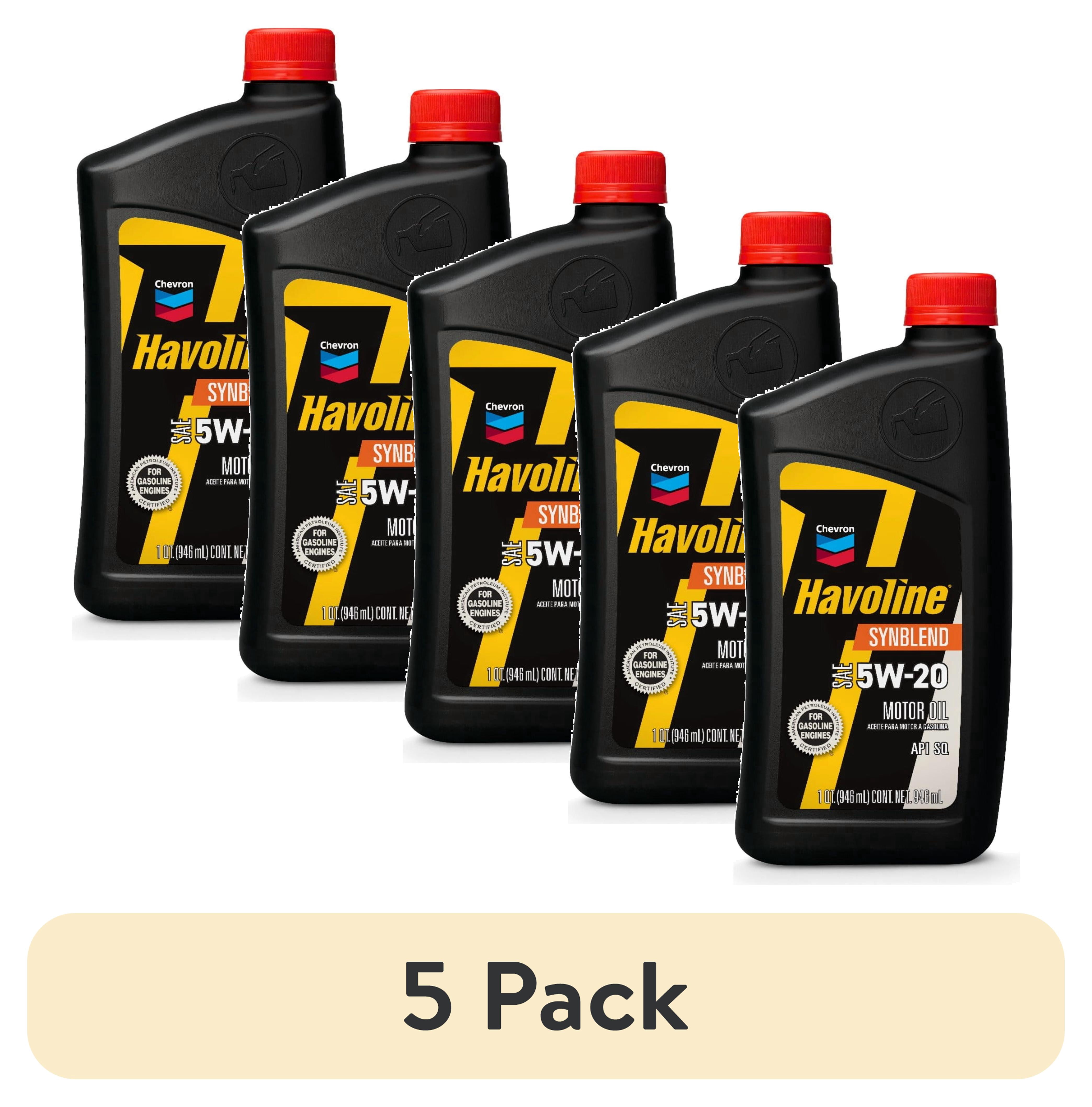 (5 pack) Chevron Havoline Motor Oil 5W-20, 1 Quart