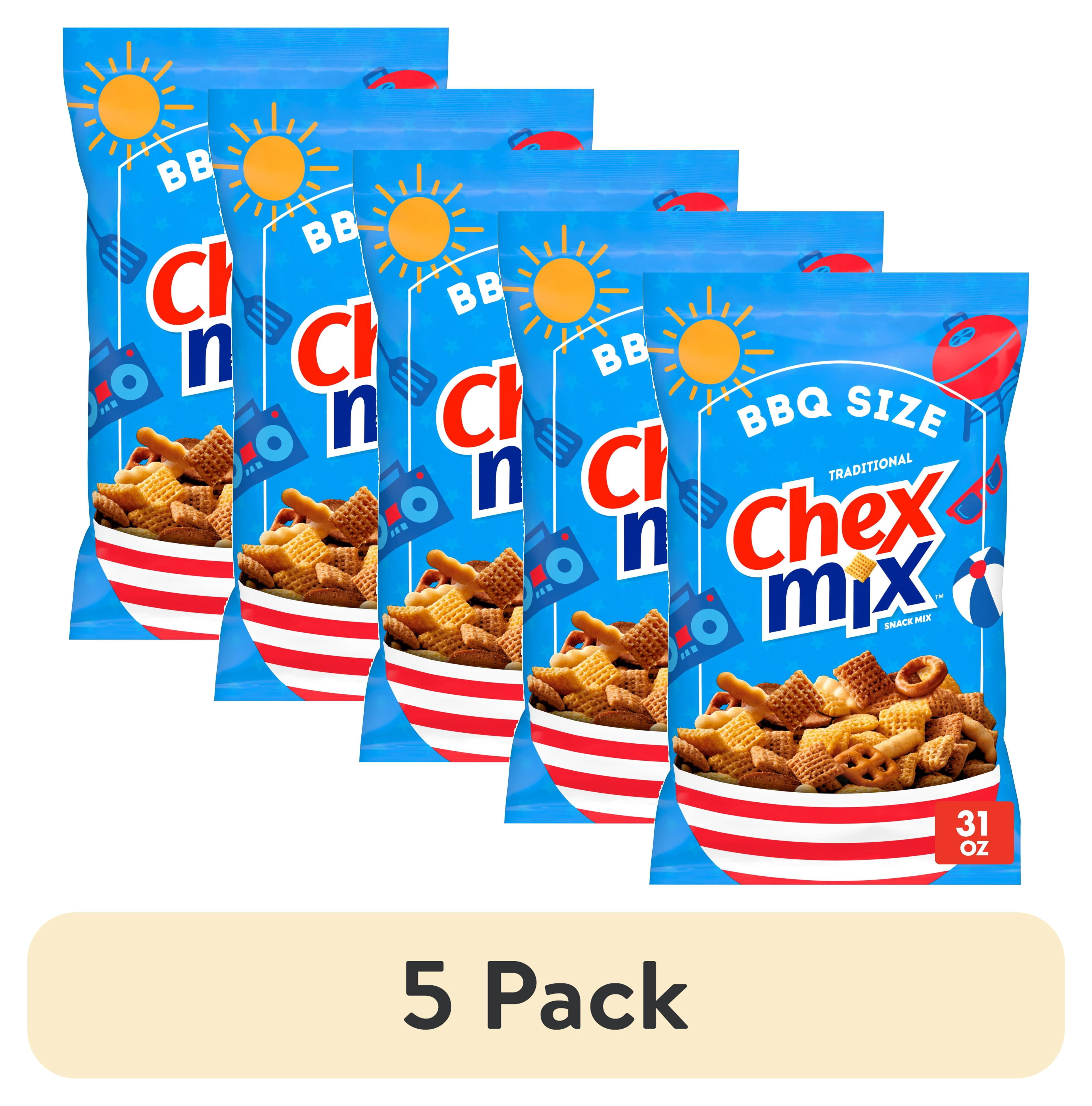(5 pack) Chex Mix Traditional Original Recipe Snack Mix, Savory Snack Bag, Tailgate Size, 31 oz