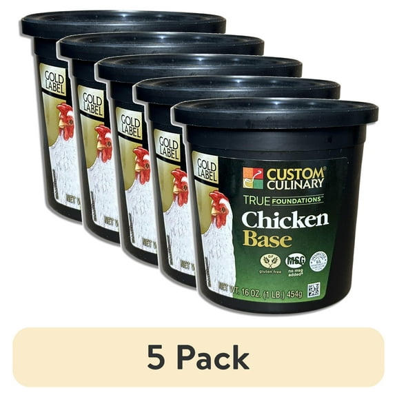(5 pack) Chicken Base by Custom Culinary 1 Pound Tub